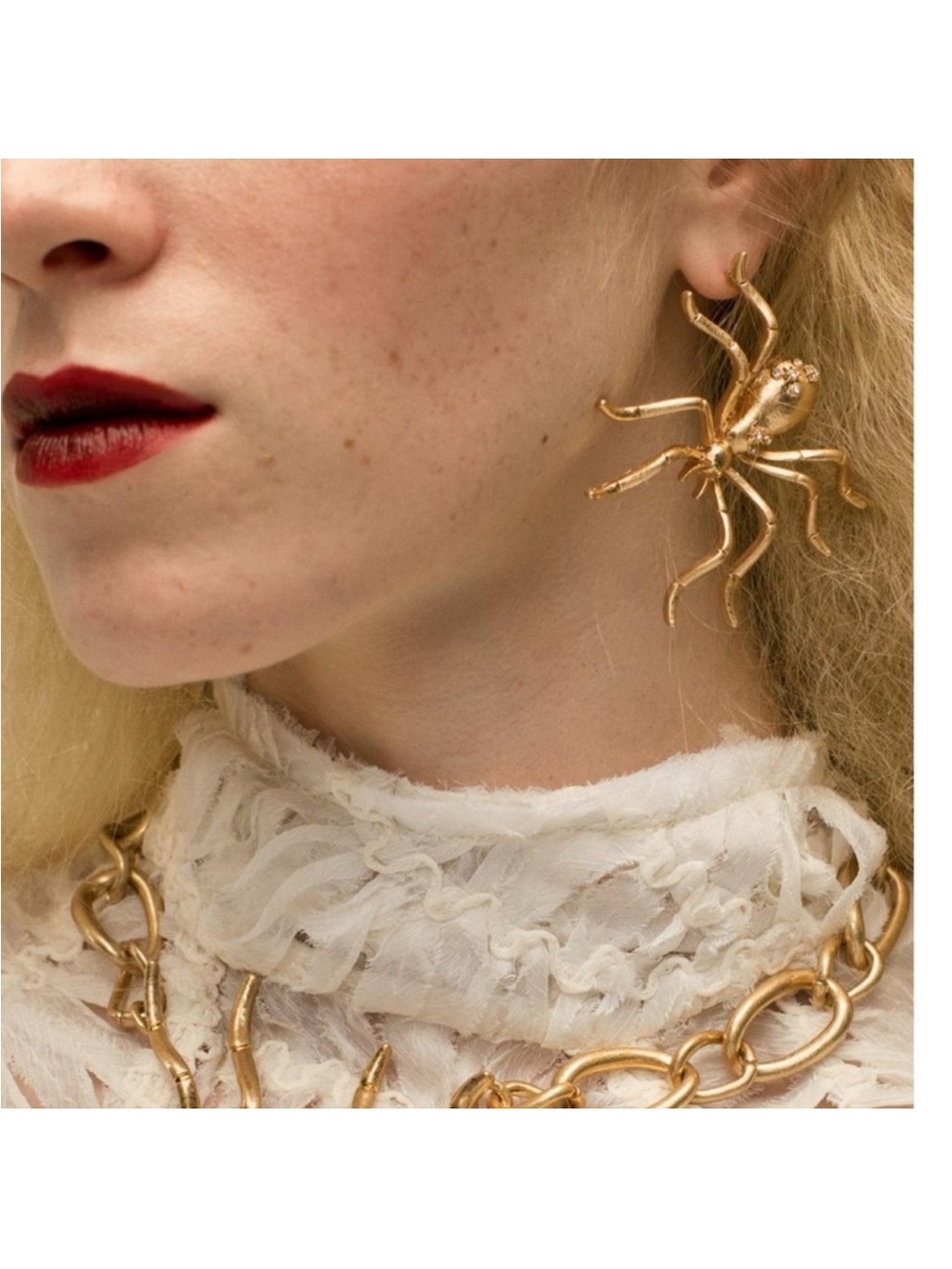 Gold Spider Statement Earrings - Designer Women Jewelry